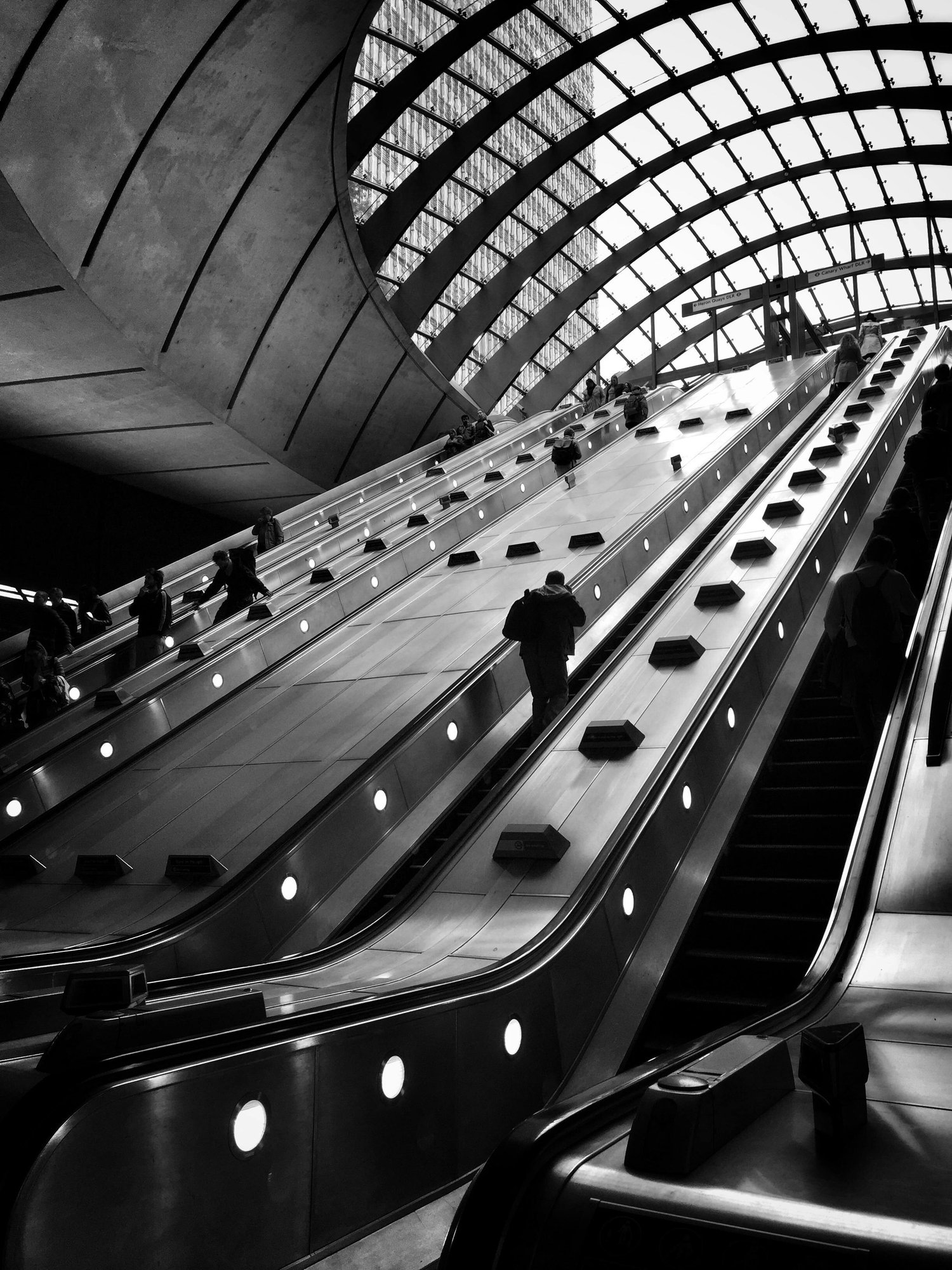 A futuristic escalator leading upward, symbolizing growth, momentum, and the journey toward BPO success.